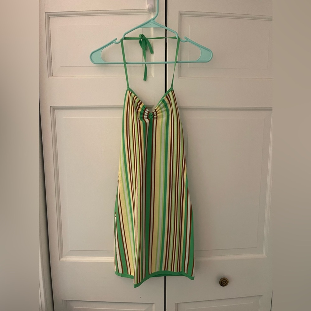 Striped halter dress from Aritzia